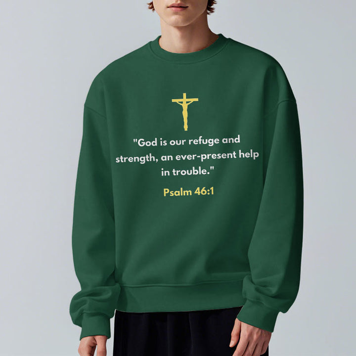 Christianartworkshop Klassischer Stil Gott ist unsere Zuflucht und Stärke Fleece-gefüttertes Polyester-Sweatshirt