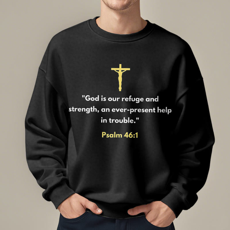 Christianartworkshop Klassischer Stil Gott ist unsere Zuflucht und Stärke Fleece-gefüttertes Polyester-Sweatshirt - image 1