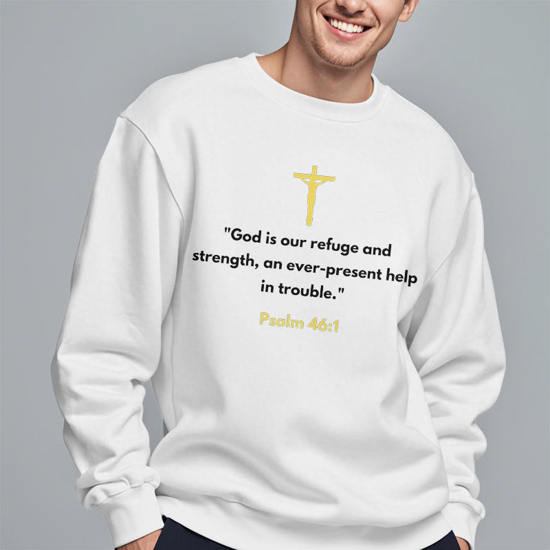 Christianartworkshop Klassischer Stil Gott ist unsere Zuflucht und Stärke Fleece-gefüttertes Polyester-Sweatshirt