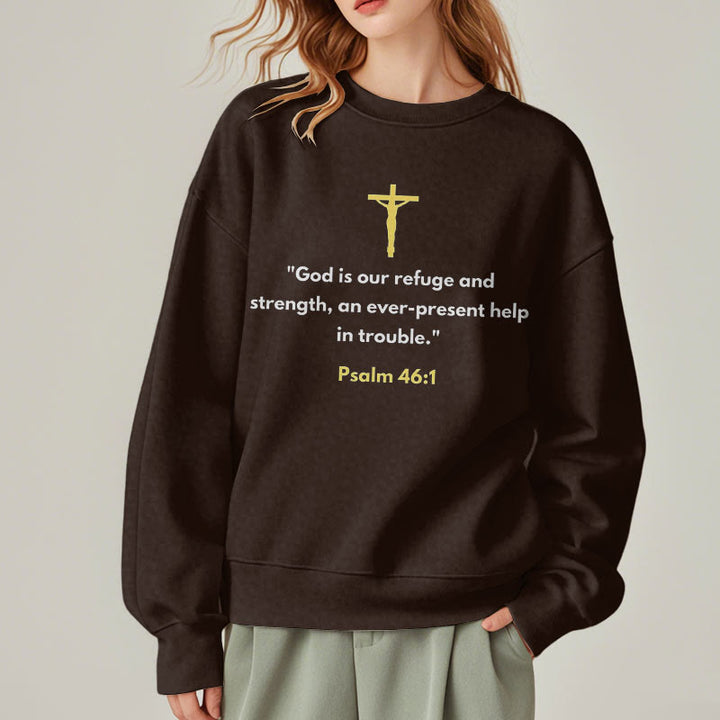 Christianartworkshop Klassischer Stil Gott ist unsere Zuflucht und Stärke Fleece-gefüttertes Polyester-Sweatshirt