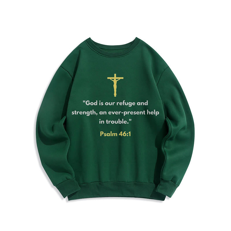 Christianartworkshop Klassischer Stil Gott ist unsere Zuflucht und Stärke Fleece-gefüttertes Polyester-Sweatshirt - Grün - 2XL - image 20