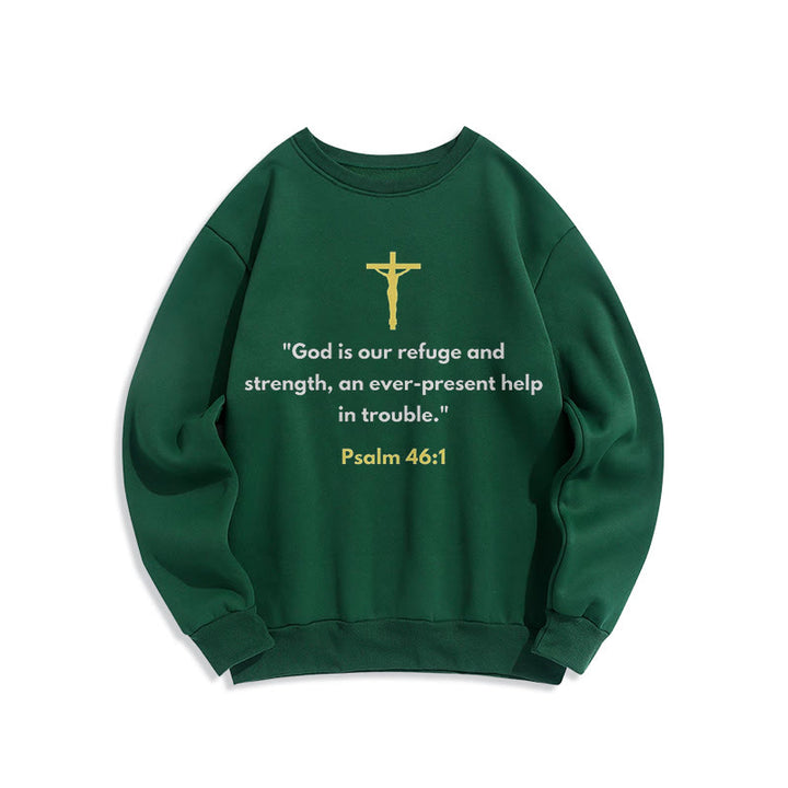 Christianartworkshop Klassischer Stil Gott ist unsere Zuflucht und Stärke Fleece-gefüttertes Polyester-Sweatshirt - Grün - 2XL - image 20