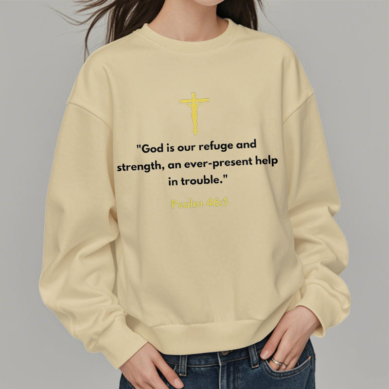 Christianartworkshop Klassischer Stil Gott ist unsere Zuflucht und Stärke Fleece-gefüttertes Polyester-Sweatshirt
