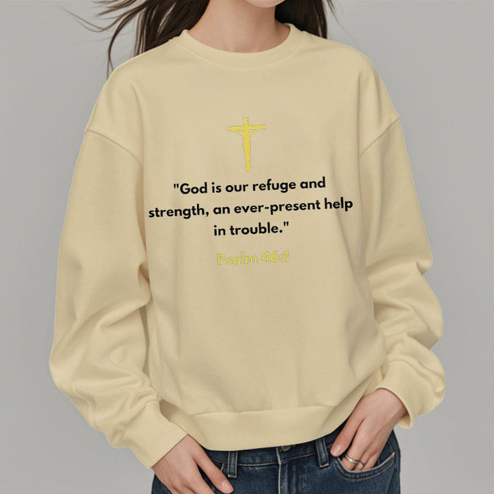 Christianartworkshop Klassischer Stil Gott ist unsere Zuflucht und Stärke Fleece-gefüttertes Polyester-Sweatshirt