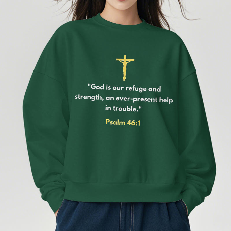 Christianartworkshop Klassischer Stil Gott ist unsere Zuflucht und Stärke Fleece-gefüttertes Polyester-Sweatshirt