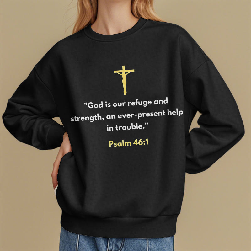 Christianartworkshop Klassischer Stil Gott ist unsere Zuflucht und Stärke Fleece-gefüttertes Polyester-Sweatshirt - image 2