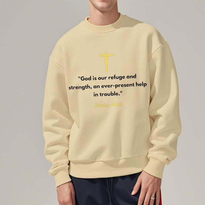 Christianartworkshop Klassischer Stil Gott ist unsere Zuflucht und Stärke Fleece-gefüttertes Polyester-Sweatshirt