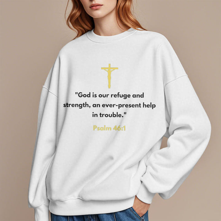 Christianartworkshop Klassischer Stil Gott ist unsere Zuflucht und Stärke Fleece-gefüttertes Polyester-Sweatshirt