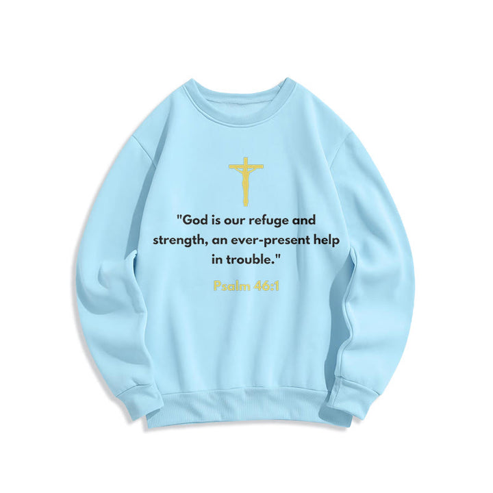 Christianartworkshop Klassischer Stil Gott ist unsere Zuflucht und Stärke Fleece-gefüttertes Polyester-Sweatshirt