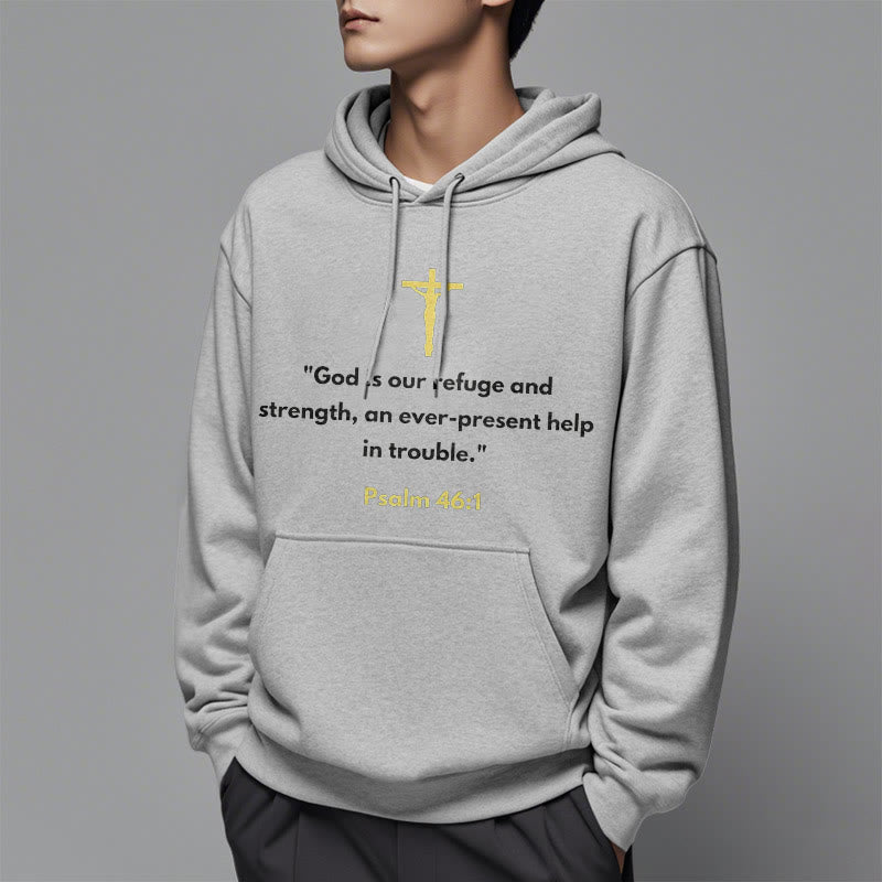 Christianartworkshop Klassischer Stil Gott ist unsere Zuflucht und Stärke Fleece-gefütterter Polyester-Kapuzenpullover