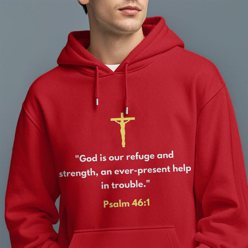 Christianartworkshop Klassischer Stil Gott ist unsere Zuflucht und Stärke Fleece-gefütterter Polyester-Kapuzenpullover