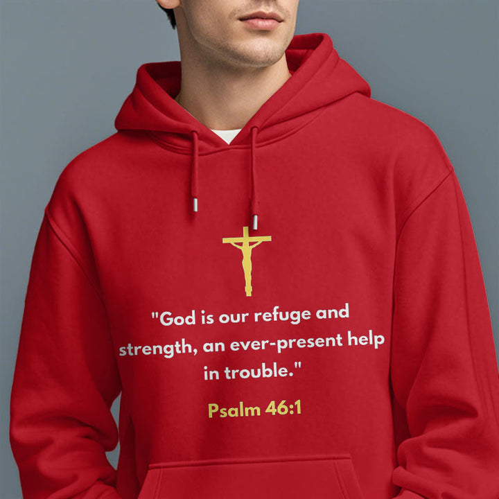 Christianartworkshop Klassischer Stil Gott ist unsere Zuflucht und Stärke Fleece-gefütterter Polyester-Kapuzenpullover