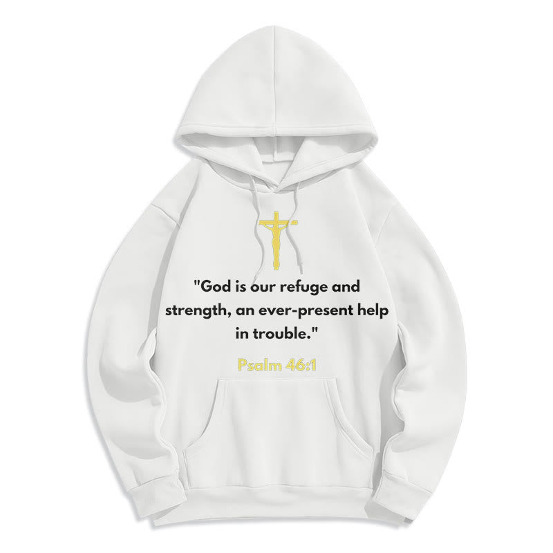 Christianartworkshop Klassischer Hoodie „Gott ist unsere Zuflucht und Stärke“ – Fleecegefüttert, Polyester - Weiß - 2XL - image 5