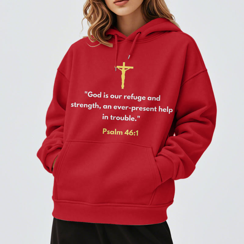 Christianartworkshop Klassischer Stil Gott ist unsere Zuflucht und Stärke Fleece-gefütterter Polyester-Kapuzenpullover