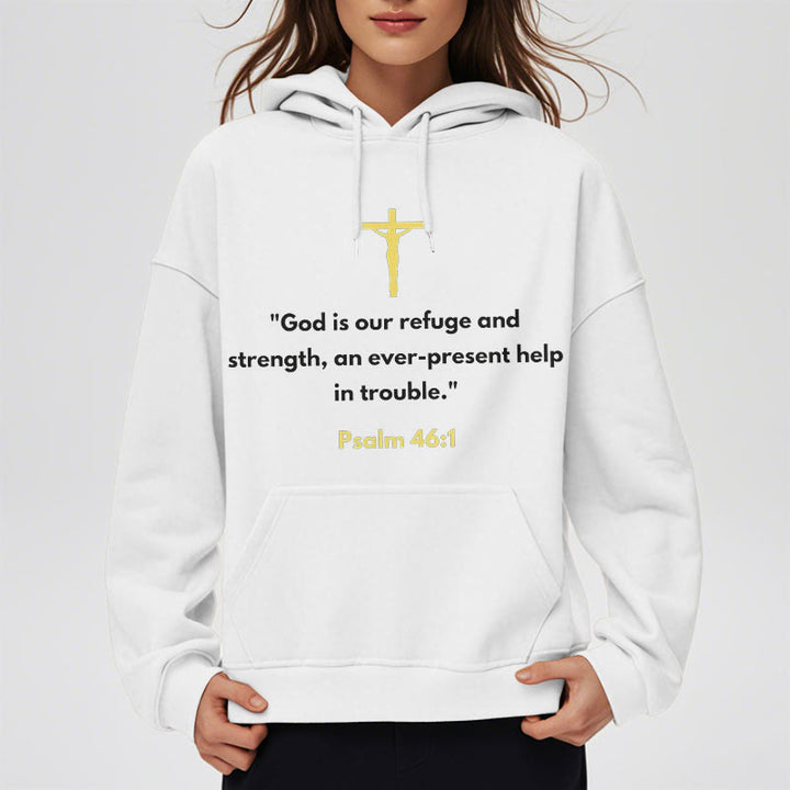 Christianartworkshop Klassischer Hoodie „Gott ist unsere Zuflucht und Stärke“ – Fleecegefüttert, Polyester - image 8