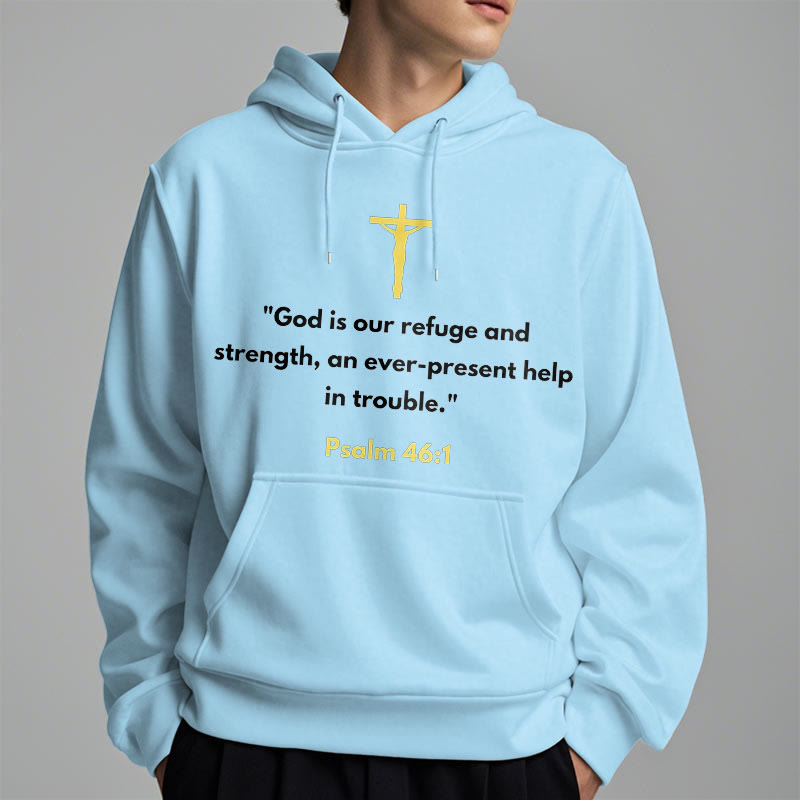Christianartworkshop Klassischer Stil Gott ist unsere Zuflucht und Stärke Fleece-gefütterter Polyester-Kapuzenpullover