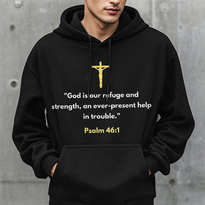 Christianartworkshop Klassischer Stil Gott ist unsere Zuflucht und Stärke Fleece-gefütterter Polyester-Kapuzenpullover