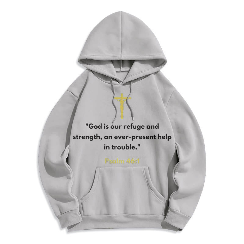 Christianartworkshop Klassischer Stil Gott ist unsere Zuflucht und Stärke Fleece-gefütterter Polyester-Kapuzenpullover