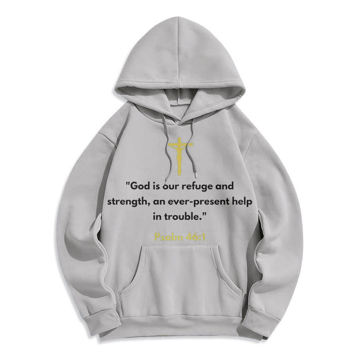 Christianartworkshop Klassischer Stil Gott ist unsere Zuflucht und Stärke Fleece-gefütterter Polyester-Kapuzenpullover