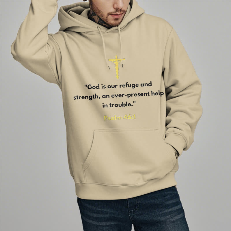 Christianartworkshop Klassischer Stil Gott ist unsere Zuflucht und Stärke Fleece-gefütterter Polyester-Kapuzenpullover