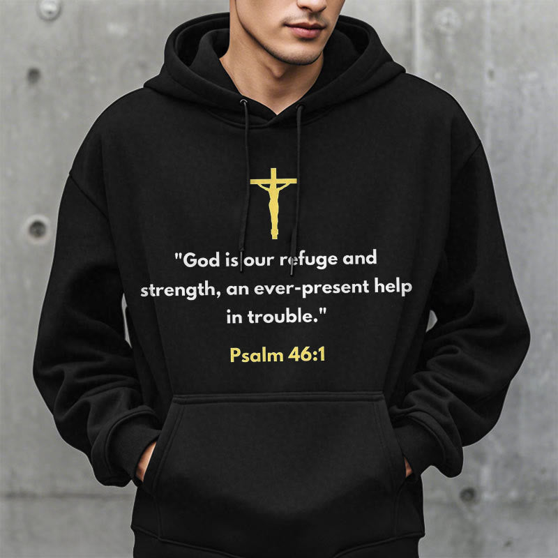 Christianartworkshop Klassischer Hoodie „Gott ist unsere Zuflucht und Stärke“ – Fleecegefüttert, Polyester - image 2