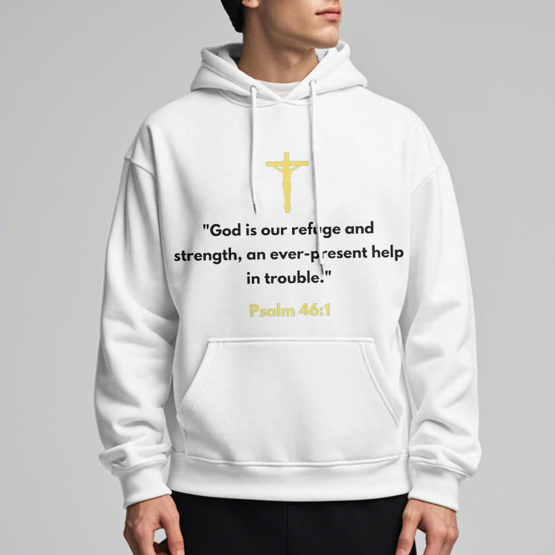 Christianartworkshop Klassischer Stil Gott ist unsere Zuflucht und Stärke Fleece-gefütterter Polyester-Kapuzenpullover