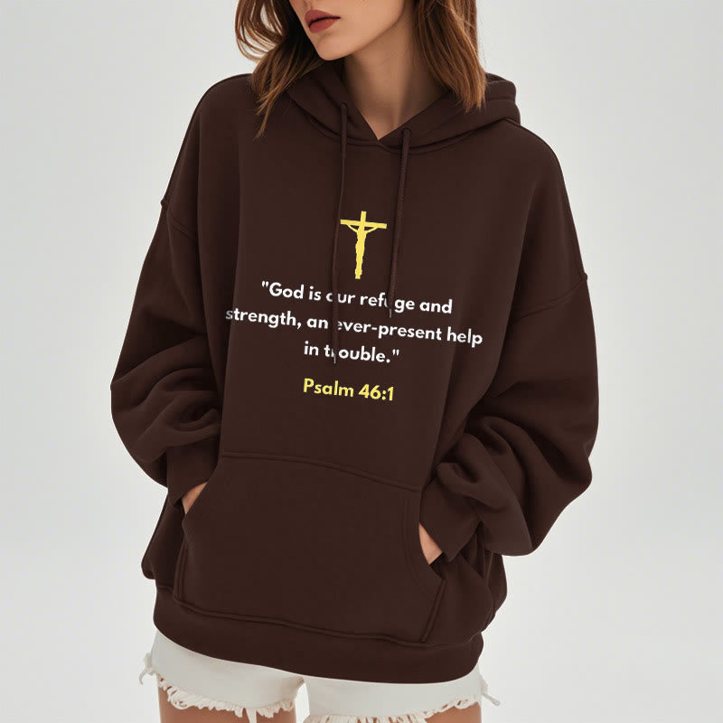 Christianartworkshop Klassischer Stil Gott ist unsere Zuflucht und Stärke Fleece-gefütterter Polyester-Kapuzenpullover