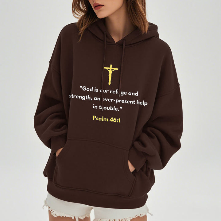 Christianartworkshop Klassischer Stil Gott ist unsere Zuflucht und Stärke Fleece-gefütterter Polyester-Kapuzenpullover