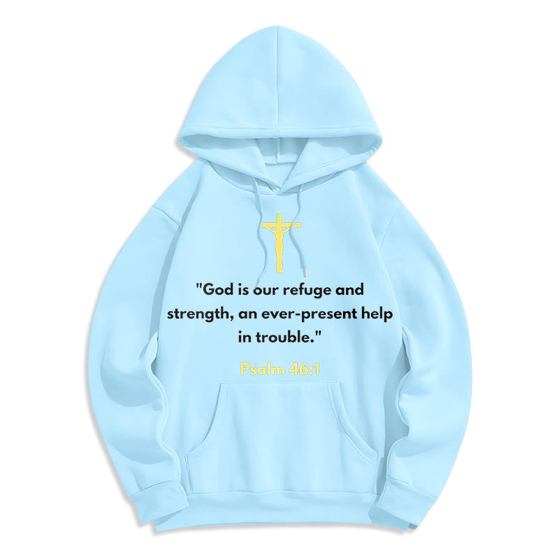 Christianartworkshop Klassischer Hoodie „Gott ist unsere Zuflucht und Stärke“ – Fleecegefüttert, Polyester - Blau - 2XL - image 25