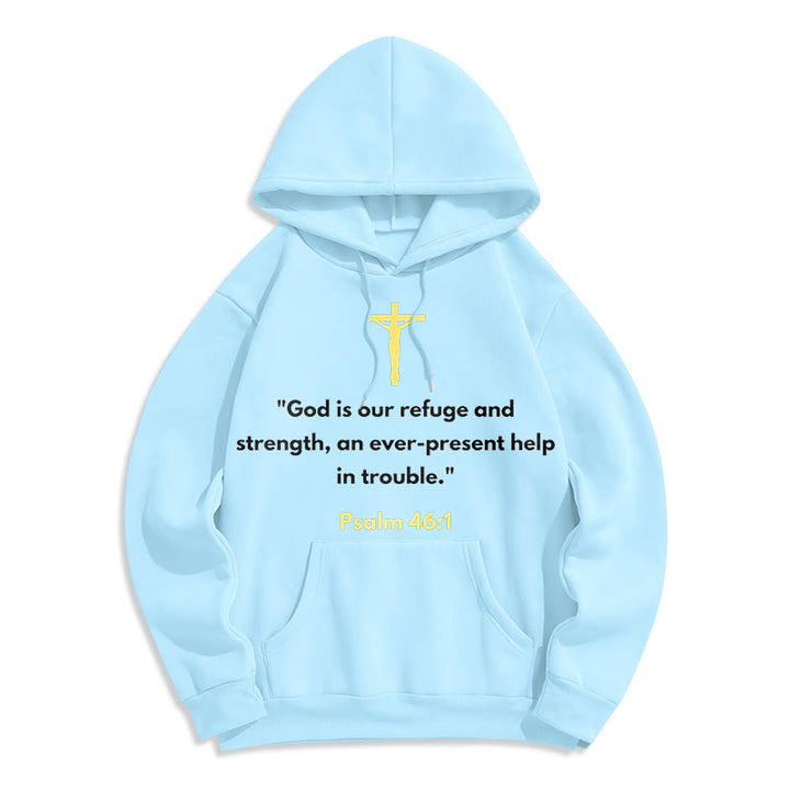 Christianartworkshop Klassischer Hoodie „Gott ist unsere Zuflucht und Stärke“ – Fleecegefüttert, Polyester - Blau - 2XL - image 25