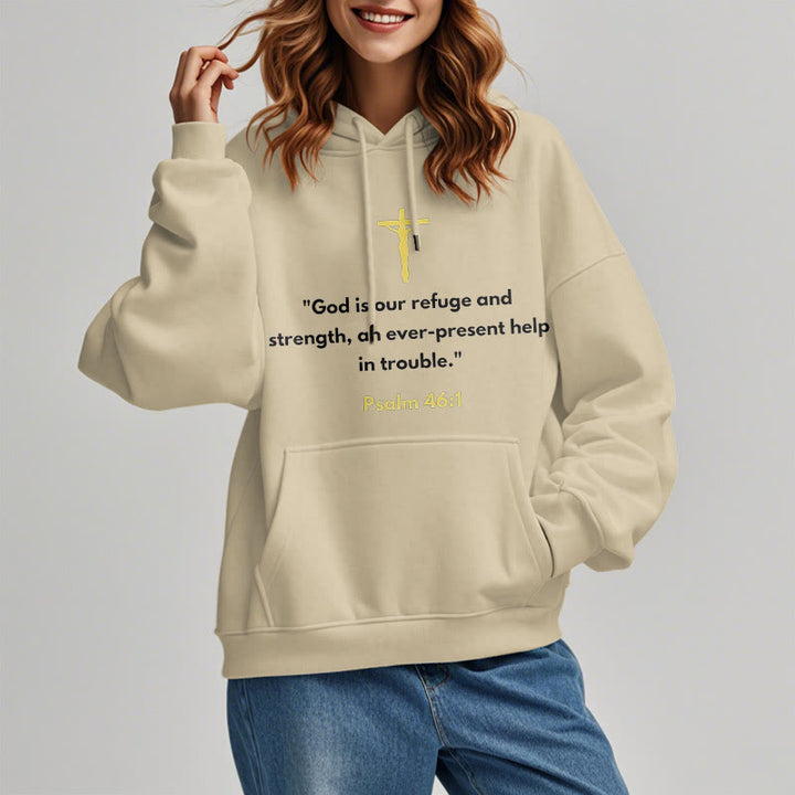 Christianartworkshop Klassischer Stil Gott ist unsere Zuflucht und Stärke Fleece-gefütterter Polyester-Kapuzenpullover