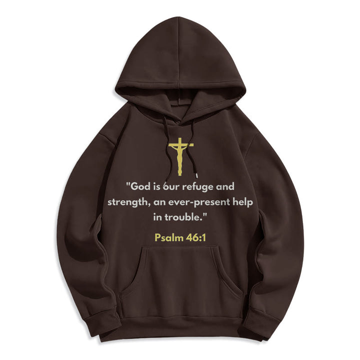 Christianartworkshop Klassischer Hoodie „Gott ist unsere Zuflucht und Stärke“ – Fleecegefüttert, Polyester - Braun - 2XL - image 15