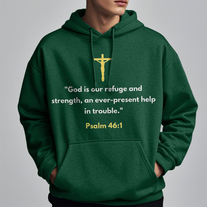 Christianartworkshop Klassischer Stil Gott ist unsere Zuflucht und Stärke Fleece-gefütterter Polyester-Kapuzenpullover