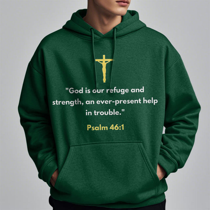 Christianartworkshop Klassischer Stil Gott ist unsere Zuflucht und Stärke Fleece-gefütterter Polyester-Kapuzenpullover