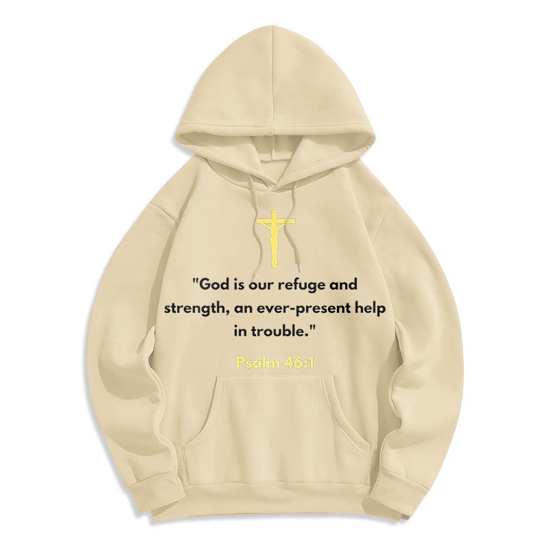 Christianartworkshop Klassischer Hoodie „Gott ist unsere Zuflucht und Stärke“ – Fleecegefüttert, Polyester - Beige - 2XL - image 10