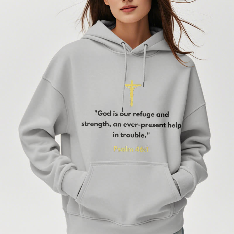 Christianartworkshop Klassischer Stil Gott ist unsere Zuflucht und Stärke Fleece-gefütterter Polyester-Kapuzenpullover