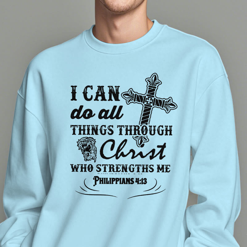 Christianartworkshop Zitat-Stil „I Can Do All Things“ Fleece-gefüttertes Polyester-Sweatshirt