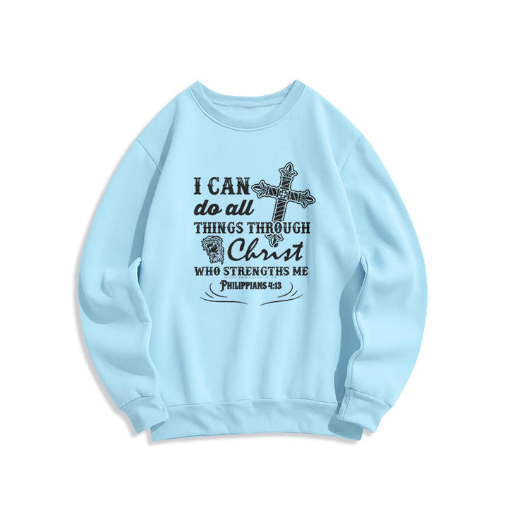 Christianartworkshop Zitat-Stil „I Can Do All Things“ Fleece-gefüttertes Polyester-Sweatshirt