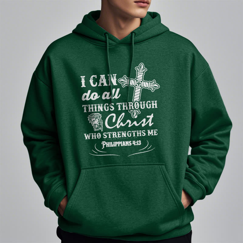 Christianartworkshop Kapuzenpullover aus Polyester mit Fleecefutter im Zitat-Stil „I Can Do All Things“