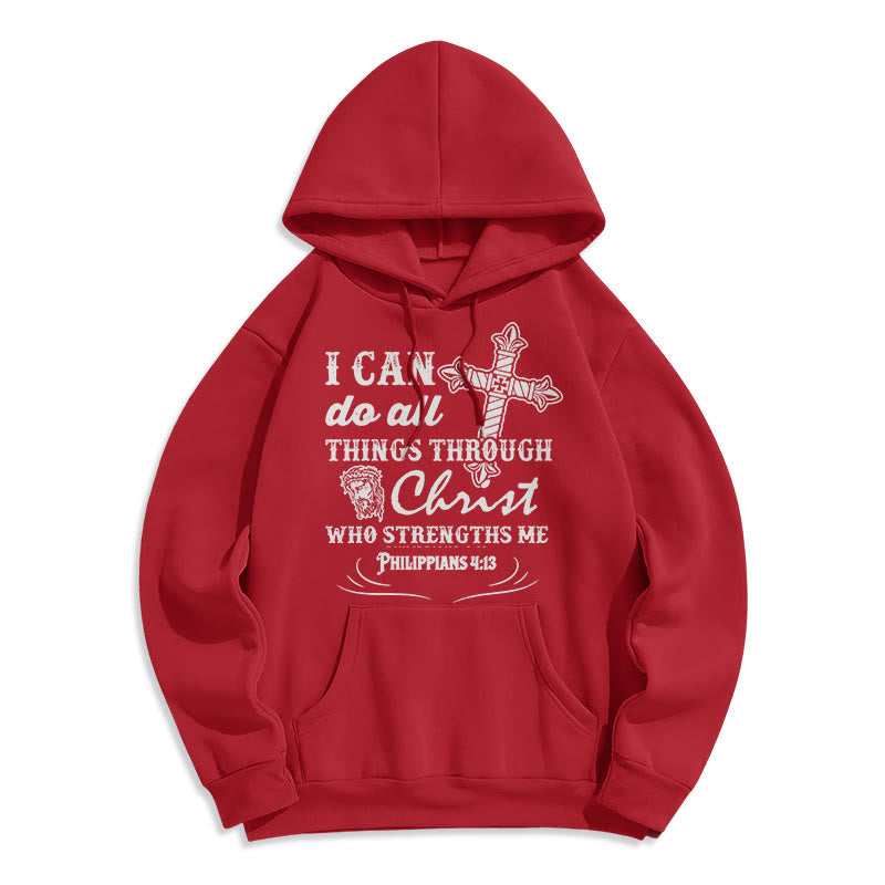 Christianartworkshop Kapuzenpullover aus Polyester mit Fleecefutter im Zitat-Stil „I Can Do All Things“