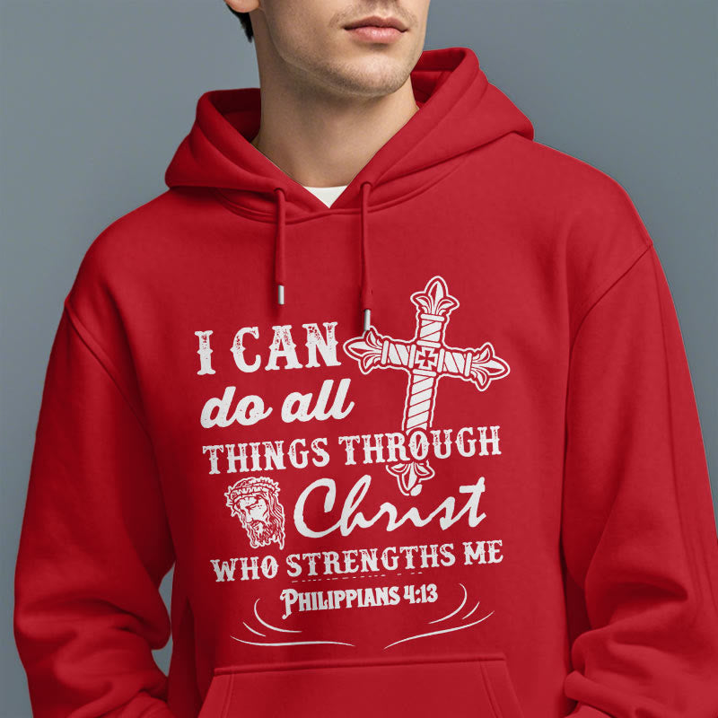 Christianartworkshop Kapuzenpullover aus Polyester mit Fleecefutter im Zitat-Stil „I Can Do All Things“