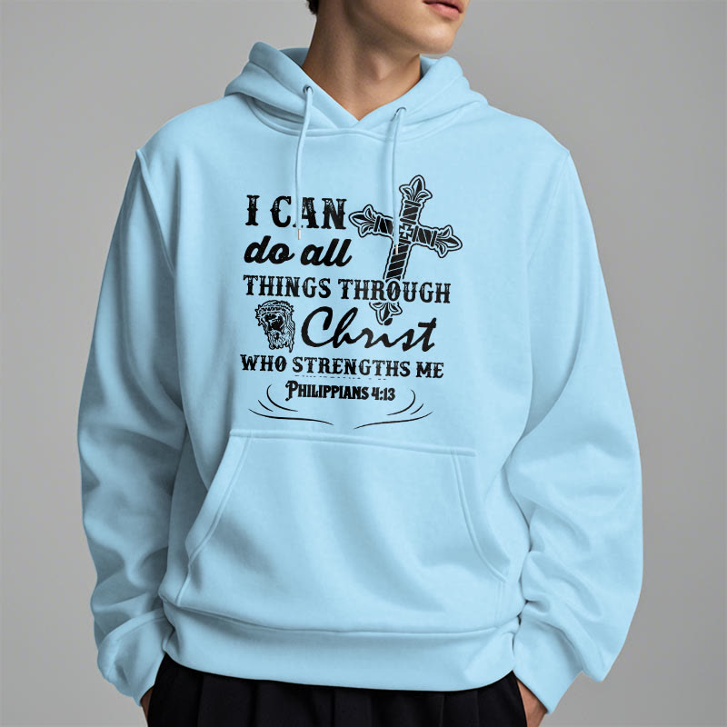 Christianartworkshop Kapuzenpullover aus Polyester mit Fleecefutter im Zitat-Stil „I Can Do All Things“