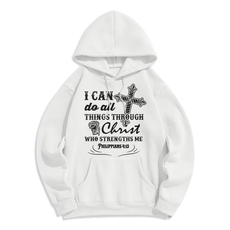 Christianartworkshop Kapuzenpullover aus Polyester mit Fleecefutter im Zitat-Stil „I Can Do All Things“