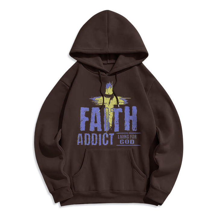 Christianartworkshop Farbiger Stil Faith Addict Living For God Polyester-Kapuzenpullover mit Fleecefutter - Braun - 2XL - image 15