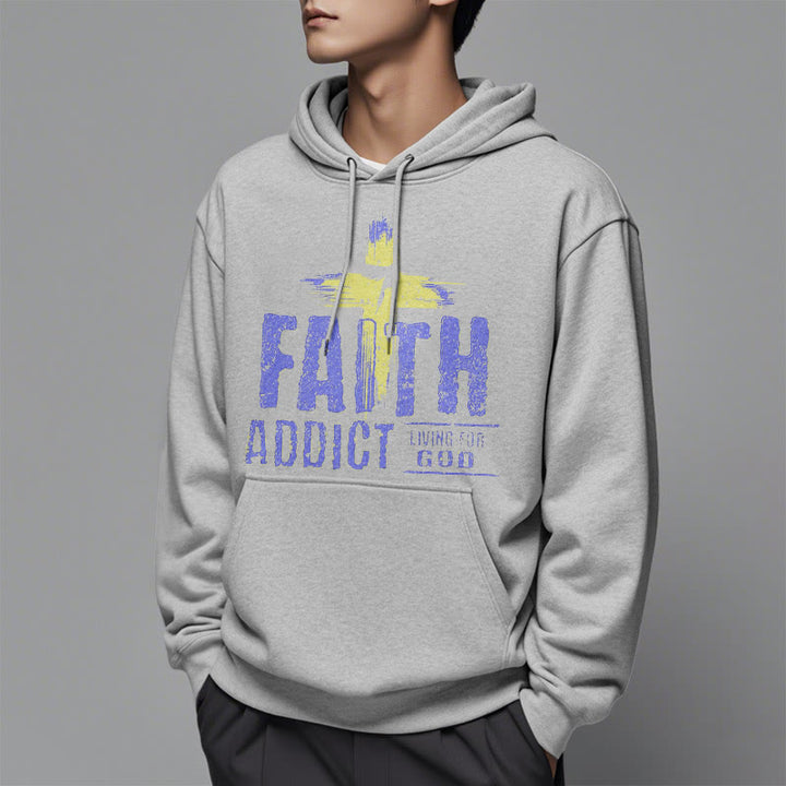 Christianartworkshop Farbiger Stil Faith Addict Living For God Polyester-Kapuzenpullover mit Fleecefutter