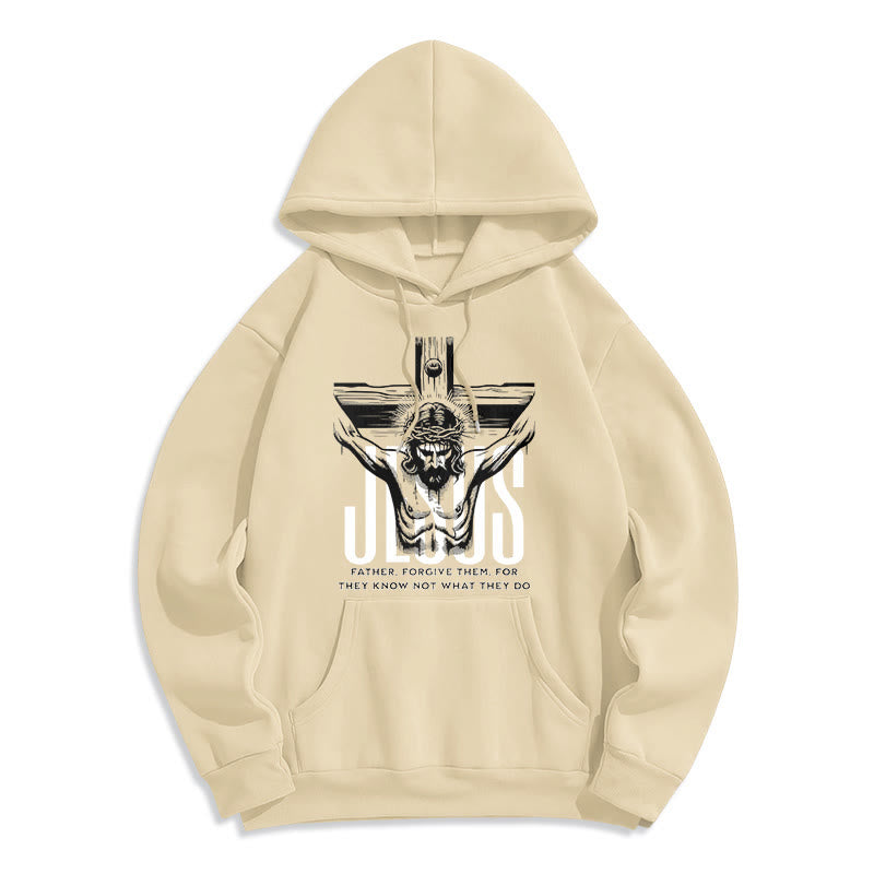 Christianartworkshop Klassischer Hoodie mit Kreuzmotiv und Fleece-Futter aus Polyester, gefüttert mit Polyester - Beige - 2XL - image 10