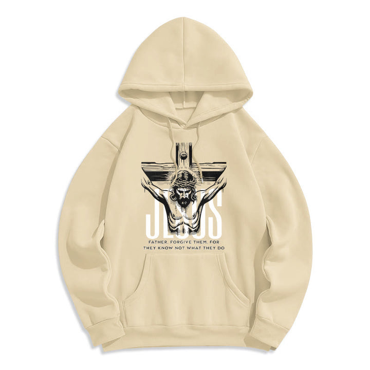 Christianartworkshop Klassischer Hoodie mit Kreuzmotiv und Fleece-Futter aus Polyester, gefüttert mit Polyester - Beige - 2XL - image 10