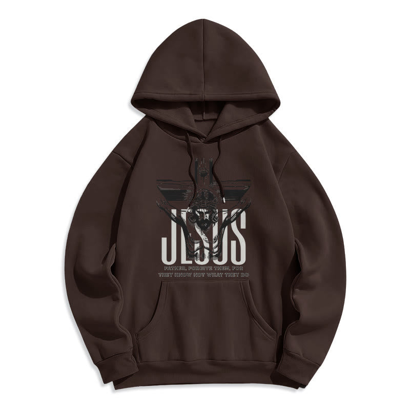 Christianartworkshop Klassischer Hoodie mit Kreuzmotiv und Fleece-Futter aus Polyester, gefüttert mit Polyester - Braun - 2XL - image 15