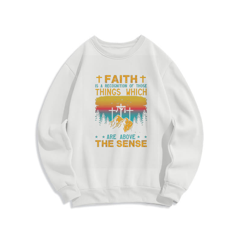 Christianartworkshop Farbiger Stil Faith Is A Recognition Fleece-gefüttertes Polyester-Sweatshirt - Weiß - 2XL - image 10