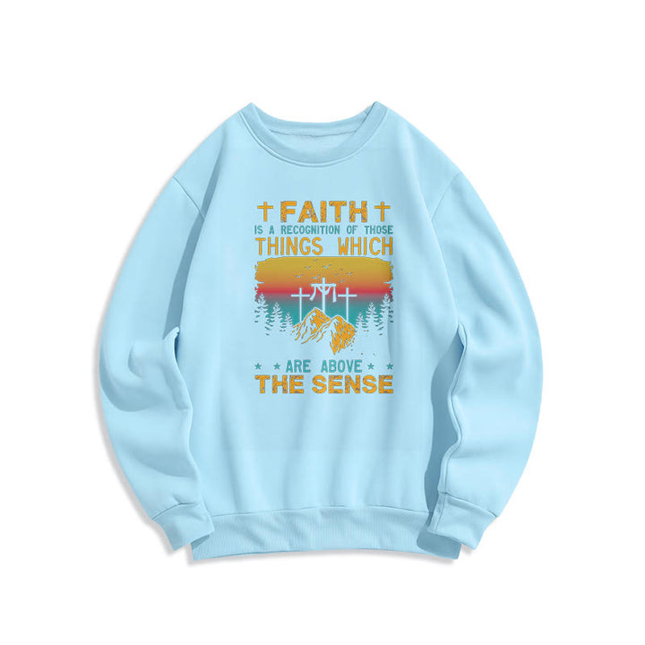 Christianartworkshop Farbiger Stil Faith Is A Recognition Fleece-gefüttertes Polyester-Sweatshirt - Blau - 2XL - image 0